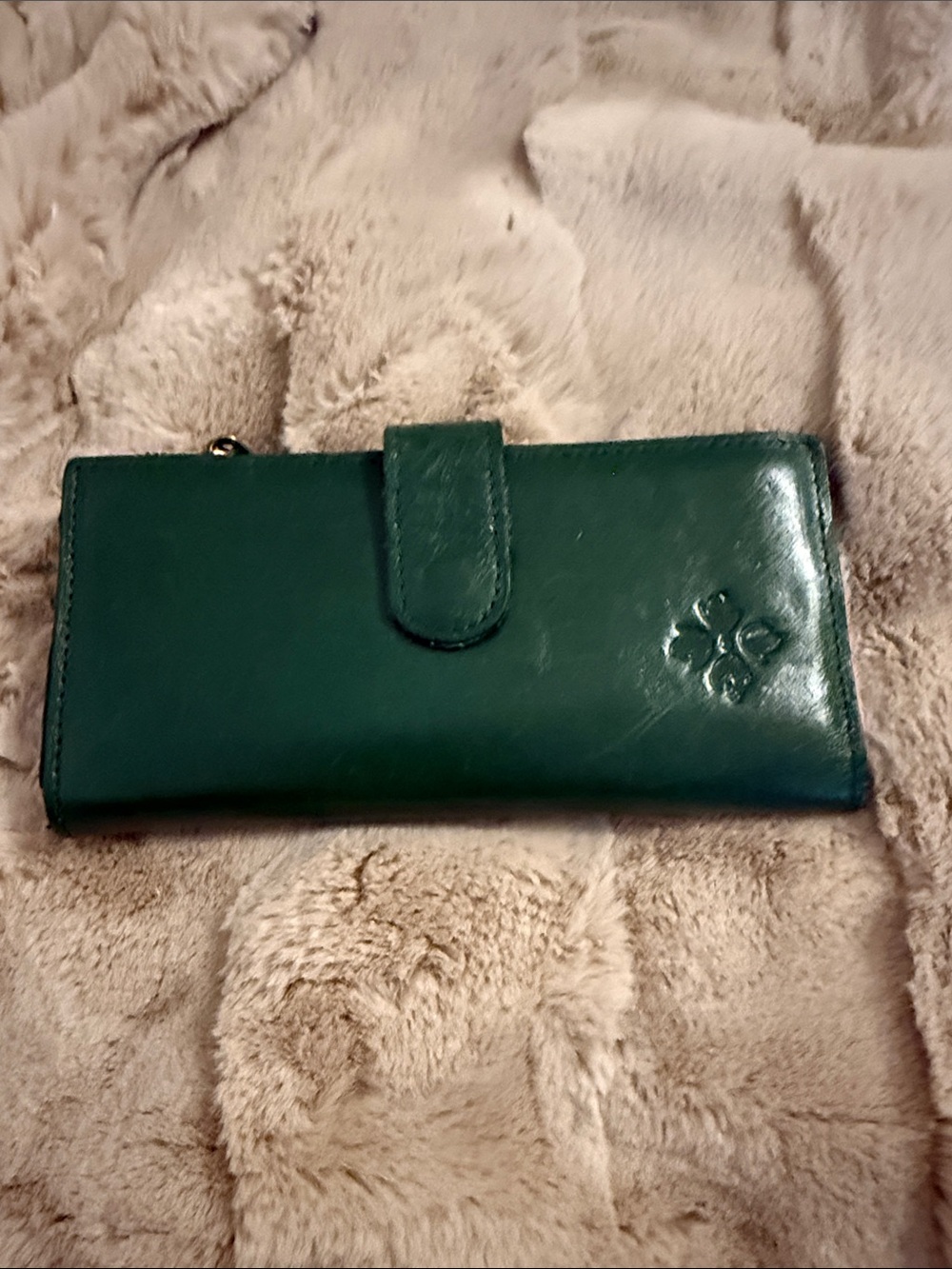 Patricia Nash Emerald Green Leather Wallet with Embossed Motif